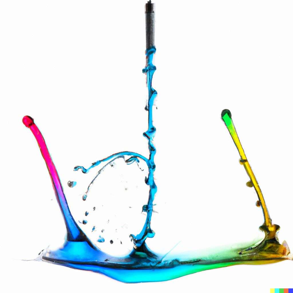 the discovery of gravity made from multicolored water splashes